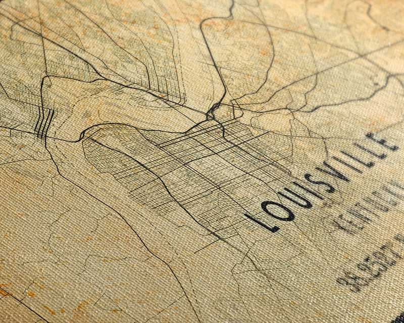 Old Louisville City Map Wall Art Canvas Print, Vintage Style Louisville Map, Framed Wall Art, Cool Kentucky Wall Art, Office Decor