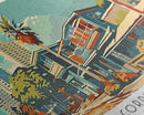 Corpus Christi Texas Panoramic Painting, Mid Century Modern Framed Canvas Print, Retro Pop Art Travel Poster, Wall Decor, Home Decor, Wall Hanging