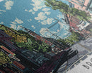 Brockton Massachusetts Panoramic Painting, Mid Century Modern Framed Canvas Print, Retro Pop Art Travel Poster, Home Decor, City Art