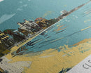 Clearwater Florida Panoramic Painting, Mid Century Modern Framed Canvas Print, Retro Pop Art Travel Poster, Home Decor, City Art