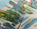 Pasadena California Panoramic Painting, Mid Century Modern Framed Canvas Print, Retro Pop Art Travel Poster, City Art, Office Wall Decor, Living Room Art