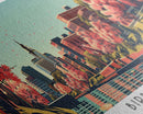 Birmingham Alabama Panoramic Painting, Framed Canvas Print, Mid Century Modern Wall Art, Retro Pop Art Travel Poster, Office Decor, City Art
