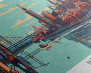Newark New Jersey Panoramic Wall Art, Mid Century Modern Framed Canvas Print, Retro Pop Art Travel Poster, Office Decor, Gift Idea