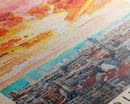 Brussels Belgium Travel Poster Framed Canvas Print, Abstract Sunset, Wall Art, Modern Home Decor, Travel Print, Watercolor Painting, Art Piece