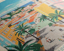 Setúbal Portugal Travel Poster Framed Canvas Print, Midcentury Modern Art, Pop Art Wall Decor, Scenic Wall Art, Office Decoration