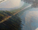Echo Lake Montana Framed Canvas Print, Panoramic Lake House Decor, Wall Art, Travel Poster, Modern Lake Painting, Nature Art