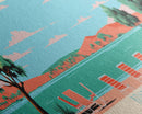 Brantley Lake New Mexico Framed Canvas Print, Midcentury Modern Panoramic Wall Art, Living Room Decor, Pop Art, Travel Poster Art, Scenic Nature Painting