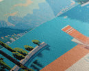 Lake Como Delaware Framed Canvas Print, Panoramic Wall Art, Midcentury Modern, Pop Art, Bedroom Decor, Travel Poster, Living Room Art