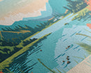 Lake Sonoma California Framed Canvas Print, Panoramic Wall Art, Midcentury Modern, Pop Art, Living Room Decor, Travel Poster, Lake House Art