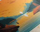 Melville Lake, New Brunswick Panoramic Wall Art Framed Canvas Print, Midcentury Modern, Pop Art, Home Decor, Travel Poster, Bedroom Art