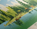 Molson Lake, Manitoba Framed Canvas Print, Panoramic Wall Art, Midcentury Modern, Pop Art, Home Decor, Travel Poster, Bedroom Art