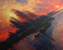 Lake Sunset Oil Painting On Canvas, Canvas Print, Ready to hang gallery wrapped nature canvas print, Lake Art, lake life oil painting style