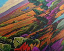 Colorful Landscape Art, Mountain Wall Art Print, Botanical Art for Kitchen, Impasto Canvas Painting Framed and Printed, Modern Wall Art