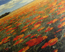 Expansive Poppy Field Under a Bright Blue Sky on a Framed Canvas Print Skinny Art Piece