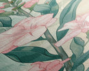 Skinny Art Pink Oleander Flowers In Japanese Style Wood Block Print Elegant Pastel Hues On Framed Canvas Print, Tall Art Ukiyo-e
