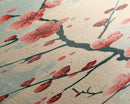 Peach Blossoms On Branch With Soft Pastel Background Tall Art Skinny Art Framed Canvas Print Japanese Style Art Ukiyo-e Wood Block Print