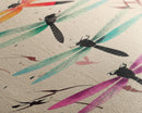 Dragonflies In Flight With Delicate Details Japanese Style Framed Canvas Print, Wall Art Ready To Hang For Nature Lovers