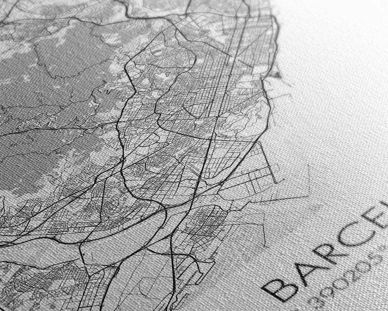 Barcelona Street Map, Spain Map, City Wall Art, Europe Travel Art, Anniversary Gift, Modern Art, Wall Art, Canvas Print, Canvas Wall Art