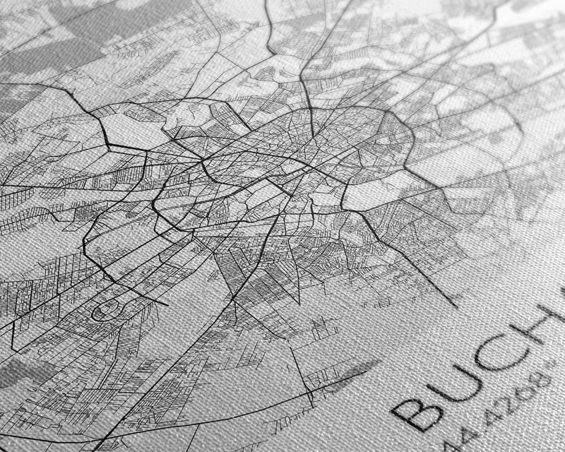 Bucharest Street Map, Romania Map, City Map Art, Modern Art, Wall Art, Canvas Print, Canvas Wall Art, Adventure Wall Art, Vacation Gift