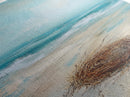Serene Beach Nest Framed Canvas Print coastal landscape art wabi sabi wall art minimalist art nautical decor ocean painting seascape