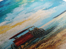 Seaside Wagon Oil Painting Framed Canvas Print, Coastal Landscape Art, Nautical Decor, Marsh Painting, Farmhouse Art, Above Couch Art