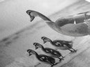 Duck family, bird art, whimsical art, coastal decor, nature painting, extra wide art, panoramic art, above couch art, framed canvas print