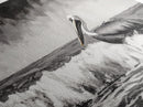 Pelican, coastal wall art, nautical painting, black and white art, seascape painting, ocean bird, Framed Canvas Print, beach decor