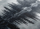 Pine tree reflection, moody art, mountain painting, pine tree art, rustic decor, panoramic art, extra wide art, framed canvas print