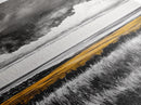 Moody Landscape, dramatic clouds, black and white, gold fields, panoramic art, rustic decor, framed canvas print, extra wide art
