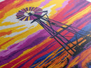 Vibrant Windmill Sunset, pink orange wall art, windmill wall art, rustic art, farmhouse art, canvas print, above couch art, gift idea for her