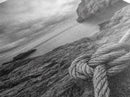 Nautical art, rope knot, coastal decor, moody art, wabi sabi art, rustic photography, living room art, canvas print, panoramic wall art