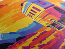 Camper, vintage Christmas, retro art, southwest wall art, extra wide art, gift idea for her, pink orange wall art, Canvas Print