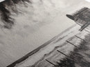 Stormy Wagon, black and white art, moody western painting, rustic decor, farmhouse wall art, extra wide panoramic art, framed canvas print.