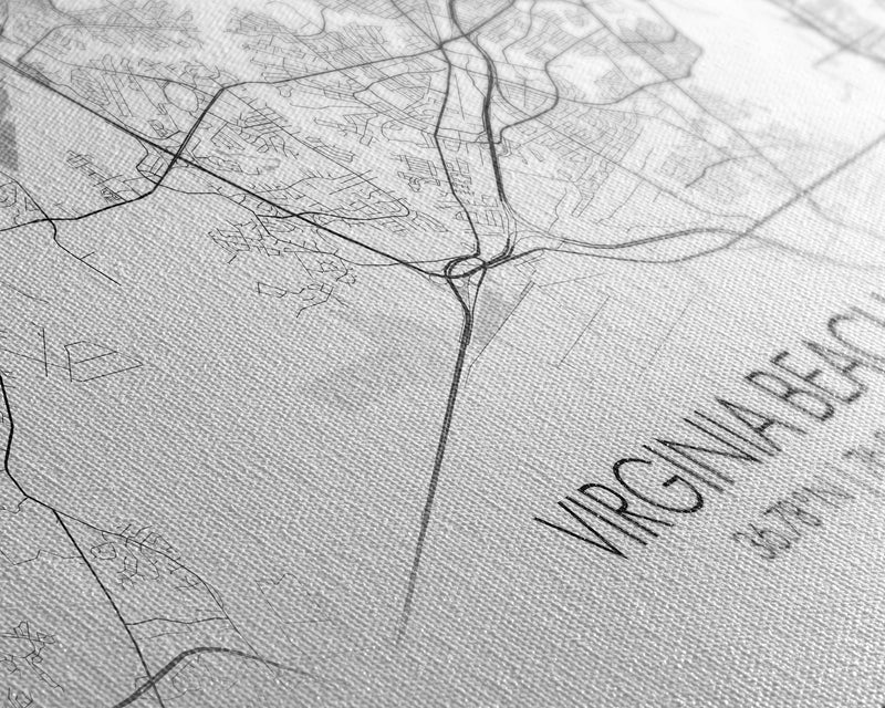 Virginia Beach City Map, Virginia Art, Map Print, Modern Wall Art, Wall Art, Canvas Art, Dorm Room Art, Family Home DÃ©cor, Birthday Gift