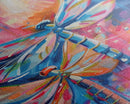 Vibrant Dragonflies in Abstract Background - Framed Canvas Print, Nature-Inspired Art, Colorful Insect Decor, Living Room Wall Art