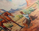 Cowboy Resting by Horse in Desert Scene, Rustic Farmhouse Art, Framed Canvas Print, Western Decor, Living Room Wall Art, Country Style