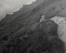 River and Rolling Hills Under Cloudy Sky, Black and White Framed Canvas Print Rustic Farmhouse Living Room Decor, Landscape Art, Home Decor
