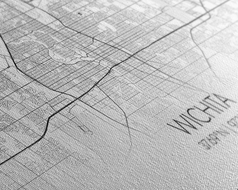 Wichita City Map, Kansas Art, Map Print, Modern Wall Art, Wall Art, Canvas Art, Best Friend Gifts, College Dorm DÃ©cor, Modern House Art