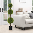 4 FT Artificial Ball Shape Bush Tree with Lush PE leaves and Trunk by LJGDeals