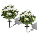 Artificial Begonia Ball Trees Set of 2 13 inch Fake Evergreen Shrubs with Ground Spikes-White by LJGDeals