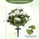 Artificial Begonia Ball Trees Set of 2 13 inch Fake Evergreen Shrubs with Ground Spikes-White by LJGDeals