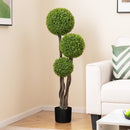 4 FT Artificial Boxwood Topiary Ball Tree in Weighted Pot with Triple Ball by LJGDeals