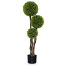 4 FT Artificial Boxwood Topiary Ball Tree in Weighted Pot with Triple Ball by DirectDeals