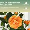 36 Inch Artificial Camellia Tree with Blooming Flower 2 Pack-Orange