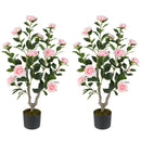 36 Inch Artificial Camellia Tree with Blooming Flower 2 Pack-Orange by DirectDeals