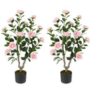 36 Inch Artificial Camellia Tree with Blooming Flower 2 Pack by LJGDeals