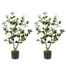 36 Inch Artificial Camellia Tree with Blooming Flower 2 Pack-Orange by DirectDeals