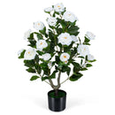 Artificial Camellia Tree in Cement Pot 35.5" Faux Flower Plant by LJGDeals