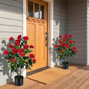 Artificial Camellia Tree in Cement Pot 35.5" Faux Flower Plant by DirectDeals