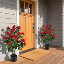 Artificial Camellia Tree in Cement Pot 35.5" Faux Flower Plant by LJGDeals